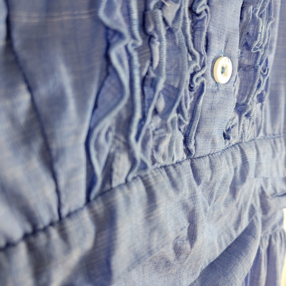 Lilly Pulitzer Essie Chambray Ruffle Sleeveless Button Up Sheath Shirt Dress - Picture 5 of 15